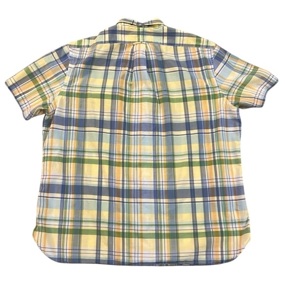 Ralph Lauren Beach Twill Plaid Shirt Short Sleeve Cotton Button Front Pocket XL - Picture 13 of 14
